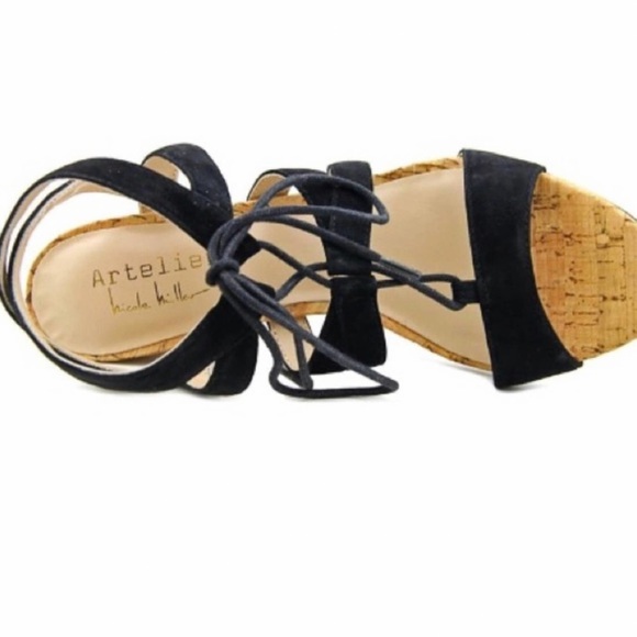 Nicole Miller Artelier Tate Women’s Strappy Block Cork Heels • Lace up • 9 | NEW - Picture 8 of 9